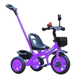 Tricicleta cu pedale si maner parental pentru copii 2-5 ani, NBW, cos frontal negru si cos spate, Mov
