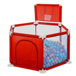 Tarc de joaca pentru copii cu cos de baschet si 50 bile, NBW, interior-exterior, 113x128 cm, Rosu