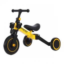 Tricicleta transformabila in bicicleta fara pedale, 2 - 5 ani, Galben, 4 in 1