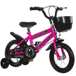 Bicicleta copii 16 inch cu roti ajutatoare si frane C-brake, NBW, 4-6 ani, Roz