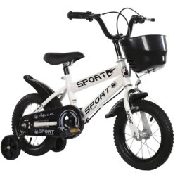 Bicicleta copii 12 inch cu roti ajutatoare si frane C-brake, NBW, 2-5 ani, Alb