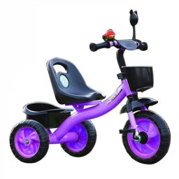 Tricicleta cu pedale pentru copii 2-5 ani, NBW, cos frontal negru si cos spate, Mov