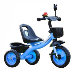 Tricicleta cu pedale pentru copii 2-5 ani, NBW, cos frontal negru si cos spate, Albastru