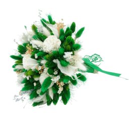 Buchet mireasa/nasa din flori uscate, alb-verde - FEIS303013