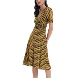 DIANE VON FURSTENBERG Rochie Dvf Koren Reversible Dress DVFDS1R010ABGYY astran med bk/feb geo yoke ye