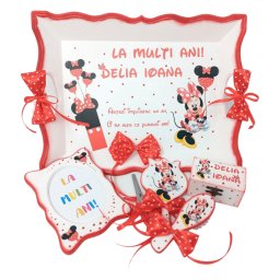 Set Tavita Mot (turta), Minnie in polka dots, 7 piese, personalizat - DSPH303008