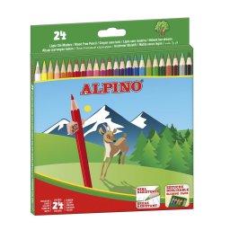 Articole pentru scoala Creioane colorate, cutie carton, 24 culori/set, ALPINO