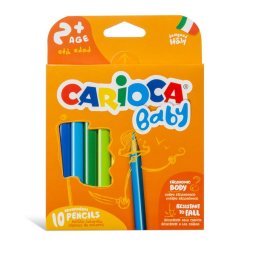 Articole pentru scoala Creioane colorate CARIOCA Baby 2+, triunghiulare, 10 culori/cutie