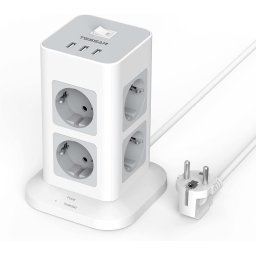 Prelungitor tip Turn Tessan TPS03, 8 prize, 3 USB 3A, cablu 2m, protectie la suprasarcina