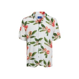 JACK & JONES Cămaşă Jorluke Flores Resort Shirt Ss Sn 12227625 11-4201 TCX cloud dancer