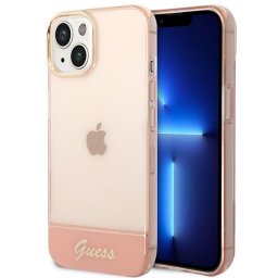 Husa Husa telefon Guess pentru iPhone 14 Plus, Camera Outline and Logo Script, Plastic, Roz