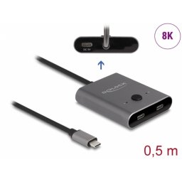 Switch bidirectional USB type C la 2 x USB type C 8K60Hz/4K144Hz T-M, Delock 11500