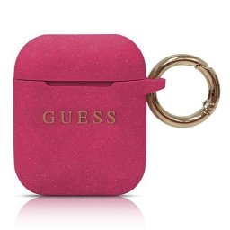 Guess Husa Silicon Airpods Generation 1/2 Fuchsia (cu breloc)