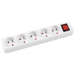 Prelungitor Prelungitor cu 5 prize, cablu 5 metri, cu intrerupator, Office Products - alb