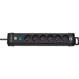 Prelungitor Prelungitor BRENNERSTUHL Premium, 6 prize cu impamantare, cablu 3 m, intrerupator - negru