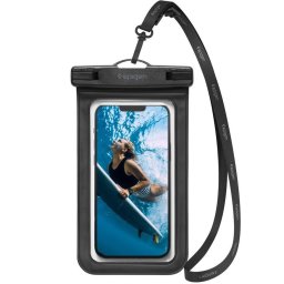 Husa impermeabila universala Spigen A601 pentru telefon, protectie apa, culoare negru