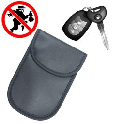 Husa antifurt chei auto Faraday, blocare semnal keyless, 14 x 10 cm, culoare negru