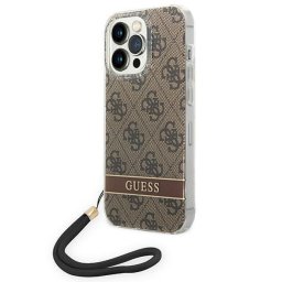Husa Guess GUOHCP14LH4STW iPhone 14 Pro 6.1 "brown / brown hardcase 4G Print Strap