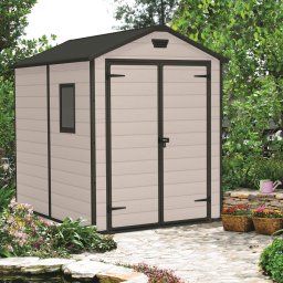 Casuta de gradina, Keter, Bej, 6x8, colectie Manor, cu ferestre, cu ventilatie