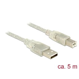 Delock Cable USB 2.0 Type-A male > USB 2.0 Type-B male 5m transparent