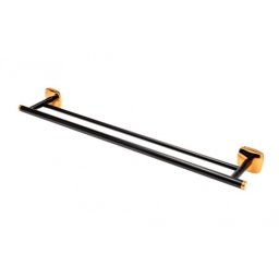 Suport prosop dublu FDesign Merida 66cm negru-roz auriu