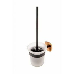 Perie WC cu suport FDesign Merida negru-roz auriu