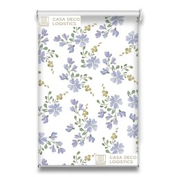 Roletă textilă Floral 8000 albă cu flori mov pastel