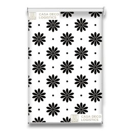 Roletă textilă Floral 8008 albă cu flori negre