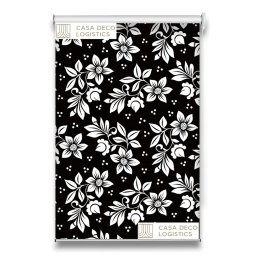 Roletă textilă Floral 8013 neagră cu model floral alb