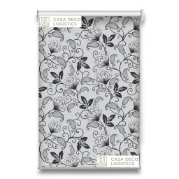 Roletă textilă Floral 8014 albă cu model floral gri elegant