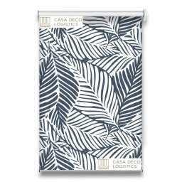 Roletă textilă Floral 8015 albă cu frunze tropicale gri