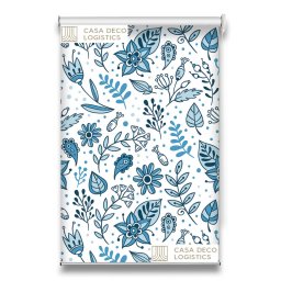 Roletă textilă Floral 8016 albă cu model floral albastru