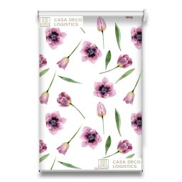 Roletă textilă Floral 8017 albă cu flori roz și lalele