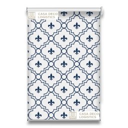 Roletă textilă Royal 5006 alb-albastru cu model fleur-de-lis
