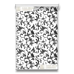 Roletă textilă Royal 5010 alb-negru cu model floral baroque