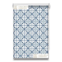 Roletă textilă Royal 5012 alb cu model ornamental albastru