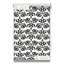 Roletă textilă Royal 5015 alb-negru cu model ornamental baroque