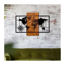 Decorațiune de perete 58x85 cm lemn/metal hartă