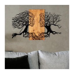 Decorațiune de perete 58x92 cm lemn/metal Pomul Vieții