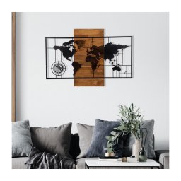 Decorațiune de perete 58x85 cm lemn/metal hartă