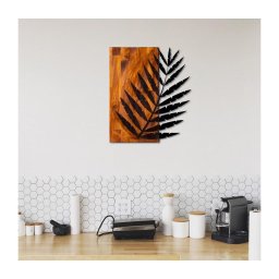 Decorațiune de perete 58x50 cm lemn/metal frunză