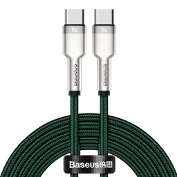 Cafule 100W, 5A, QC, USB-C / USB-C, 2 m, Nailon, Verde