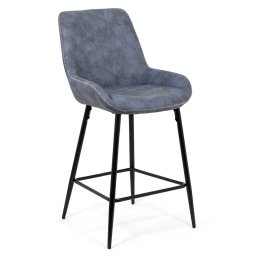 Scaun bar, suport picioare, piele sintetică, albastru, ABS 146