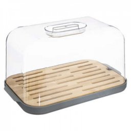 Cutie pentru pastrare paine, cu suport din lemn de bambus, capac si tava colectare firimituri din plastic, Five, 29x18x15.9 cm