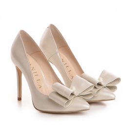 Pantofi Stiletto cu toc subtire, piele naturala, ivoire