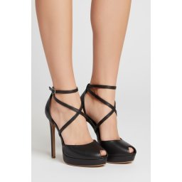 Sandale Fabiana cu toc subtire, piele naturala, negre