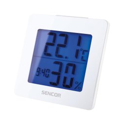 Stație meteo cu afișaj LCD și ceas deșteptător 1xAA albă Sencor