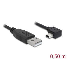 Delock Cable USB 2.0-A male > USB mini-B 5pin male angled 0.5 m