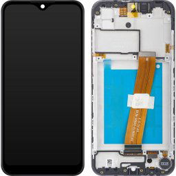 Piese si componente Display - Touchscreen Samsung Galaxy A01 A015G, Cu Rama, Varianta Non EU, Negru, Service Pack GH81-18597A