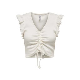 ONLY Top Onllaila Life S/L Ruching Top Jrs 15257542 11-4201 TCX cloud dancer